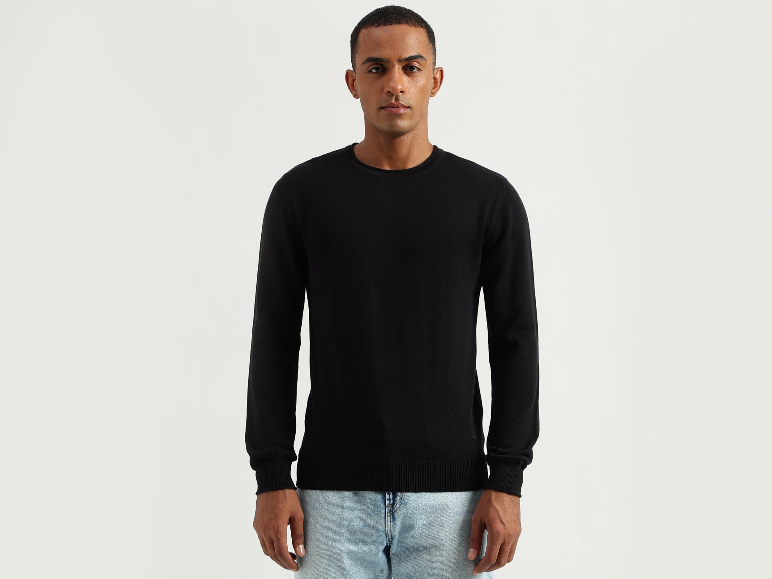 Men's Regular Fit Round Neck Solid Sweaters