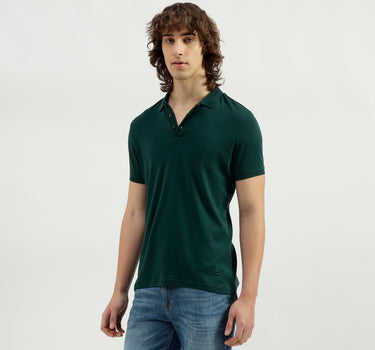 Polo Neck Solid Pattern T-Shirt