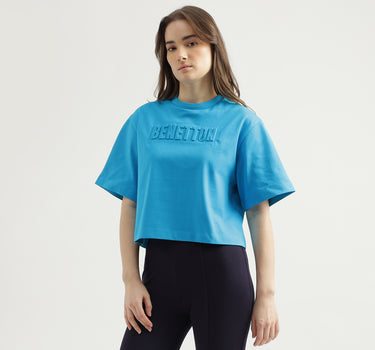 Regular Fit Crew Neck Embossed Women's T-Shirt