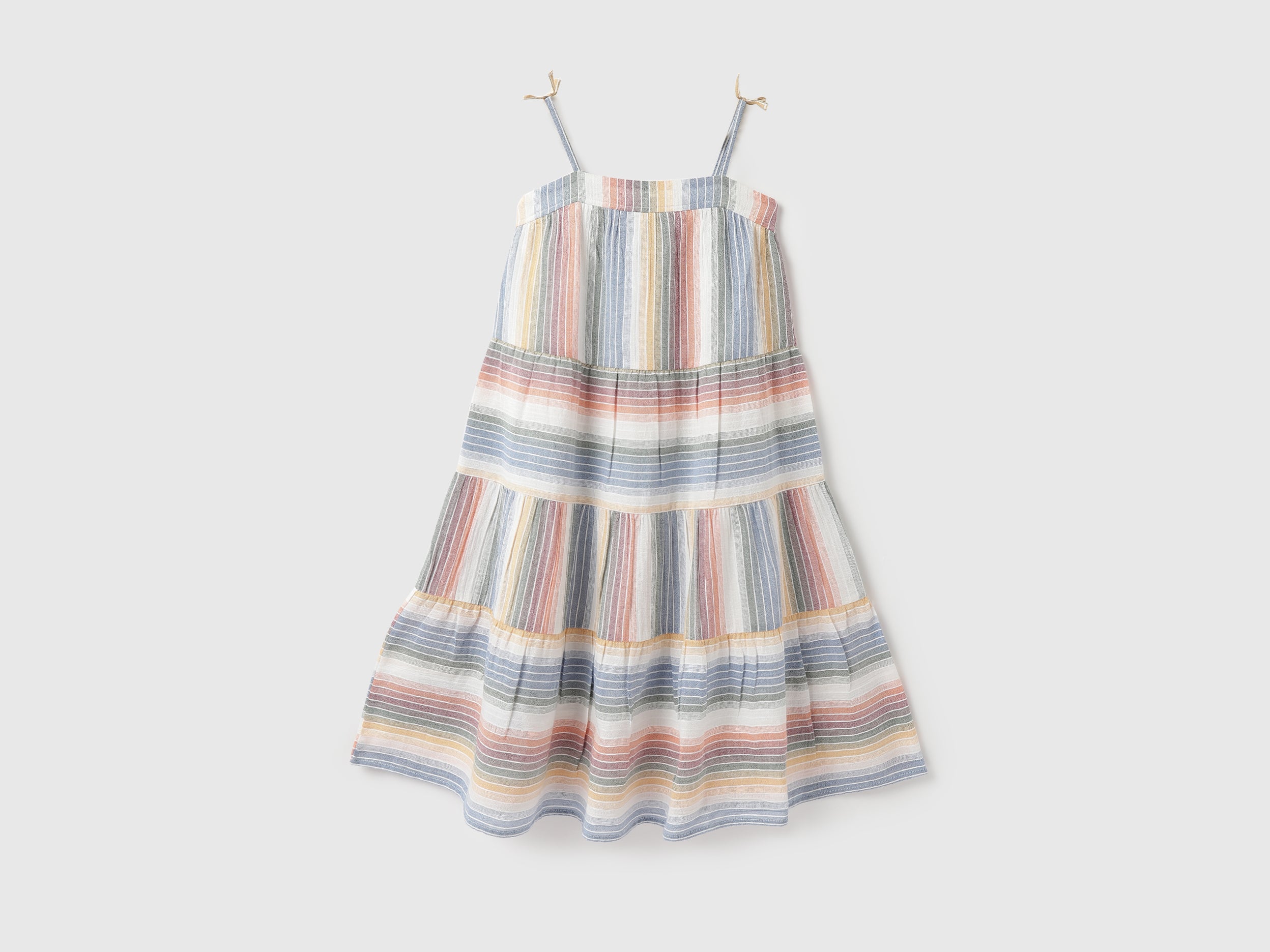 Girls Striped Shoulder Strap Dress