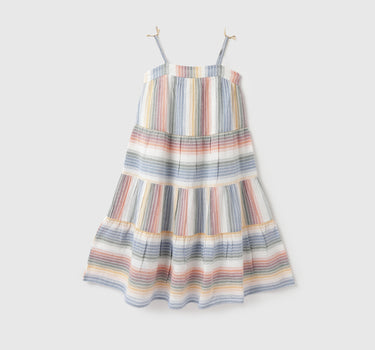 Girls Striped Shoulder Strap Dress