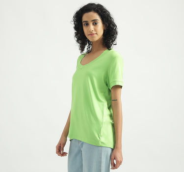 Viscose Solid V-Neck Women T-shirts