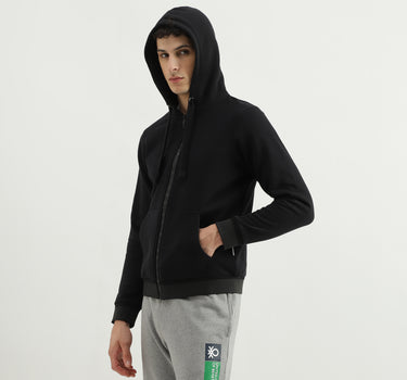 Regular Fit Hooded Neck Branded Zipper Hoodie