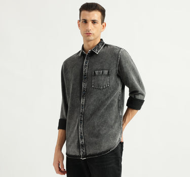 Men's Regular Fit Spread Collar Solid Shirts