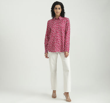 Viscose Printed Spread Collar Women Shirts