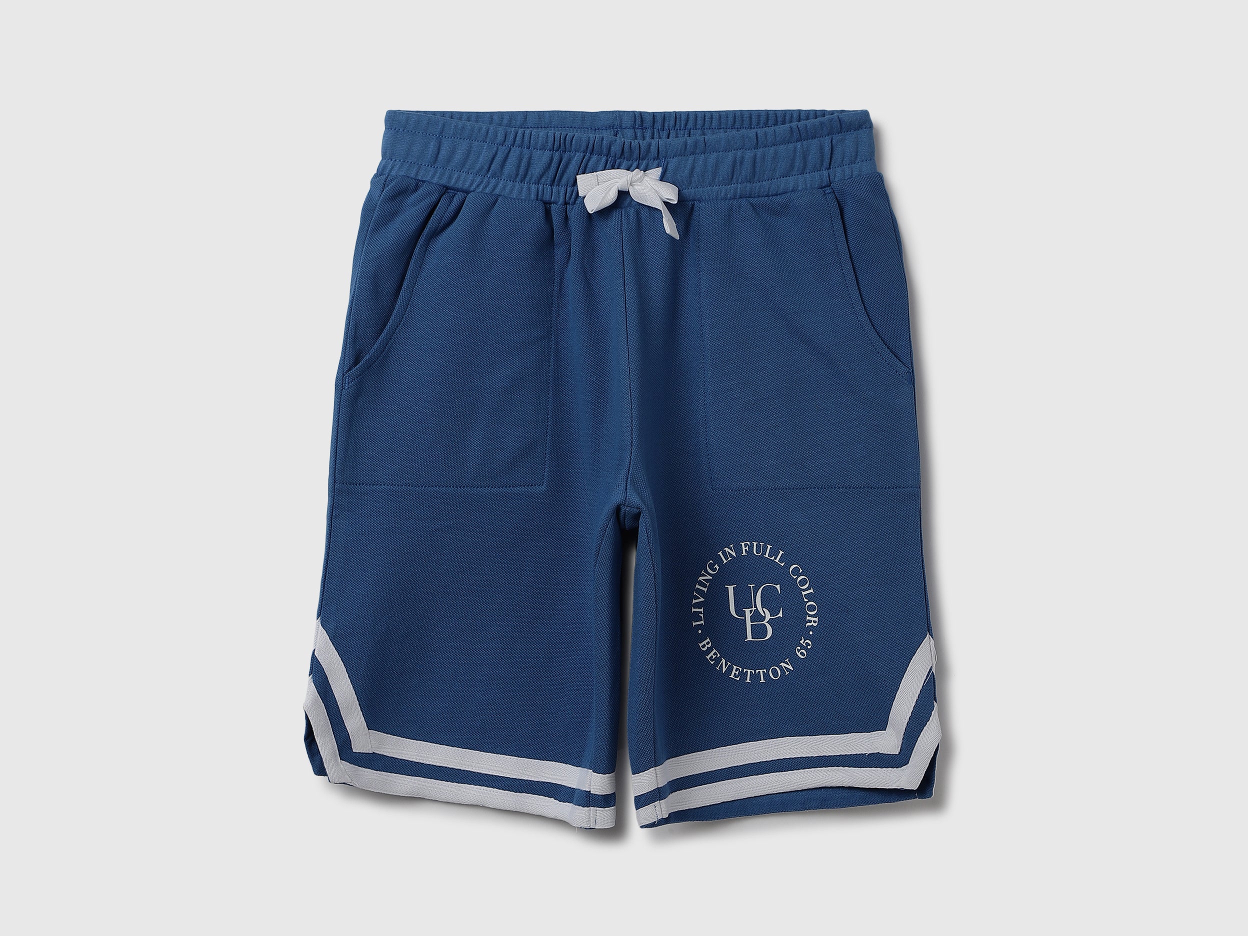 Striped & Branded Regular Fit Shorts