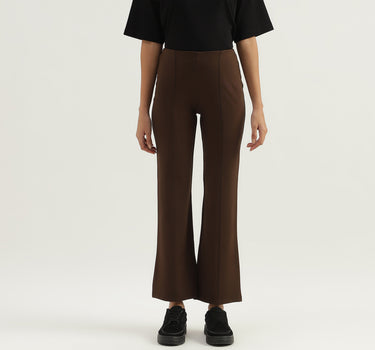 Solid High Waist Bootleg Trousers