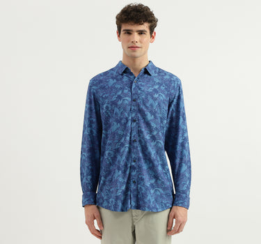 Slim Fit Spread Collar Floral Print Shirt