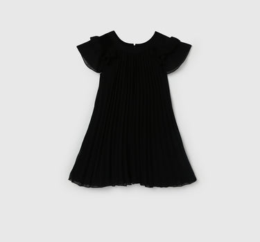 Girl's Regular Fit Round Neck Pleated Dresses