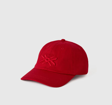 RED CAP WITH EMBROIDERED LOGO