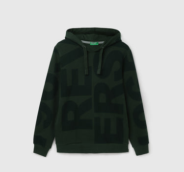 Regular Fit Hooded Neck Tonal Print Hoodie