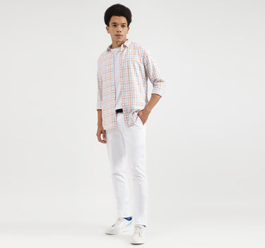 Slim Fit Spread Collar Checkered Shirts