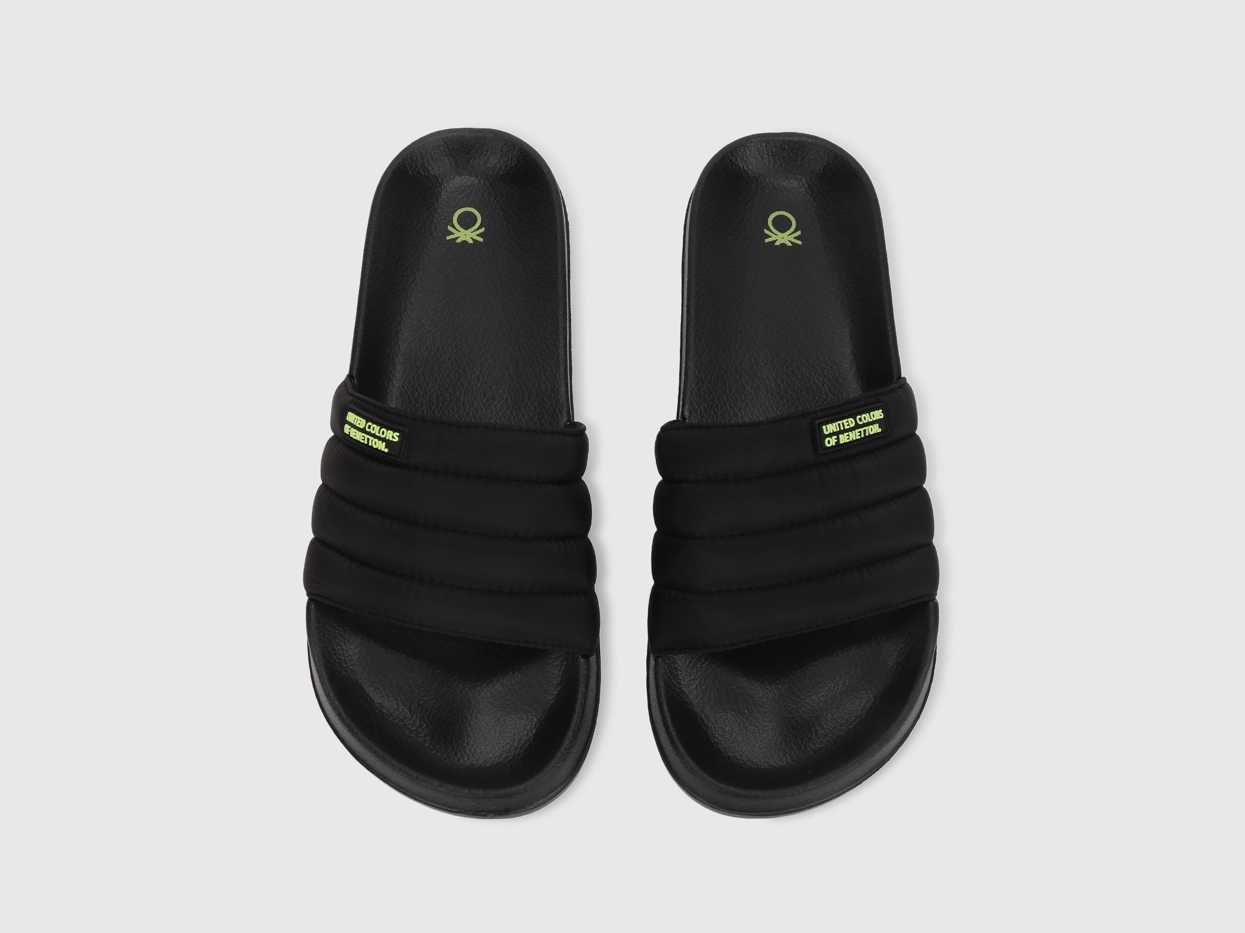 Benetton Slides Benetton Slippers Black Men Quilted Slip-On