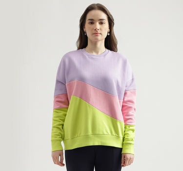 Regular Fit Crew Neck Colorblocked Women's Sweatshirt