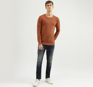 Men's Regular Fit Crew Neck Textured Sweater