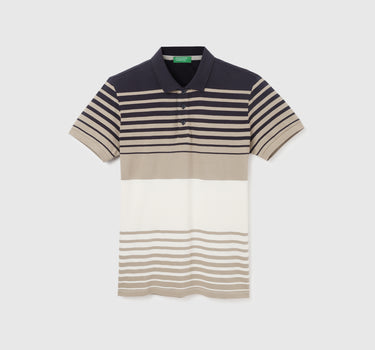 Polo Neck Striped Pattern T-Shirt