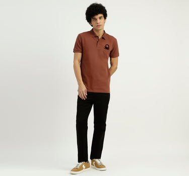 Regular Fit Ribbed Collar Solid T-Shirt