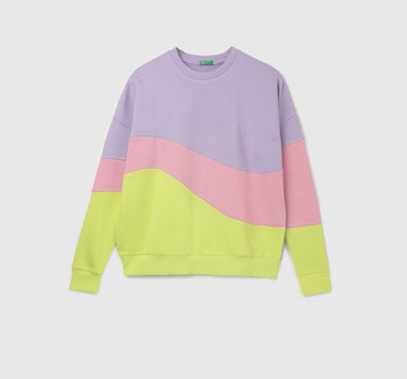 Regular Fit Crew Neck Colorblocked Women's Sweatshirt