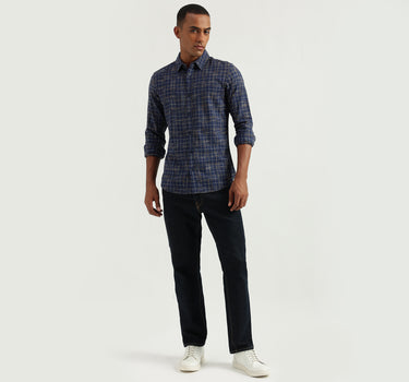 Men's Slim Fit Spread Collar Checked Shirts