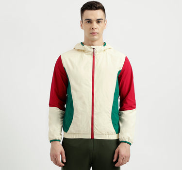 Men's Regular Fit Hooded Neck Color Blocked Jacket