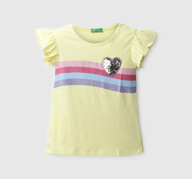 Girls Striped Round Neck Top