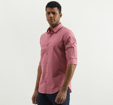 Slim Fit Spread Collar Solid Shirt