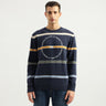 Men's Regular Fit Round Neck Striped Sweaters