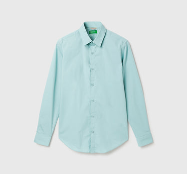 Slim Fit Spread Collar Solid Shirt