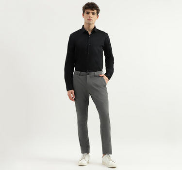 Solid Mid Rise Slim Fit Trousers