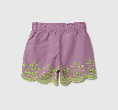 Embroidered Regular Fit Paperbag Shorts