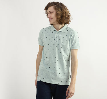 Men Printed Polo Collar T-shirt