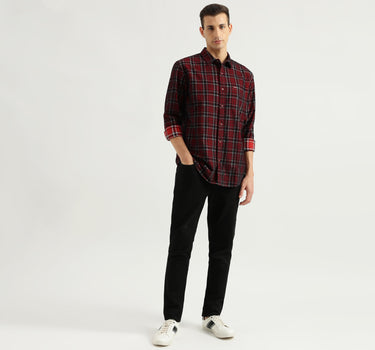 Men's Regular Fit Spread Collar Checked Shirts