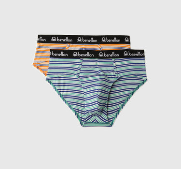 Pack of 2 Striped Low Rise Briefs