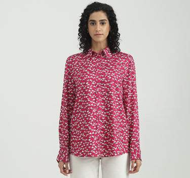 Viscose Printed Spread Collar Women Shirts