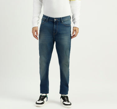 Solid Mid Rise Carrot Fit Jeans