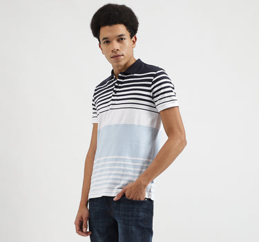 Regular Fit Polo Neck Striped T-Shirts