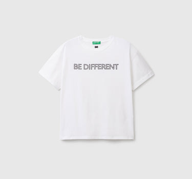 100% COTTON T-SHIRT WITH SLOGAN