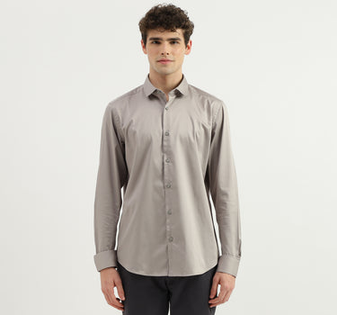 Slim Fit Spread Collar Solid Shirt