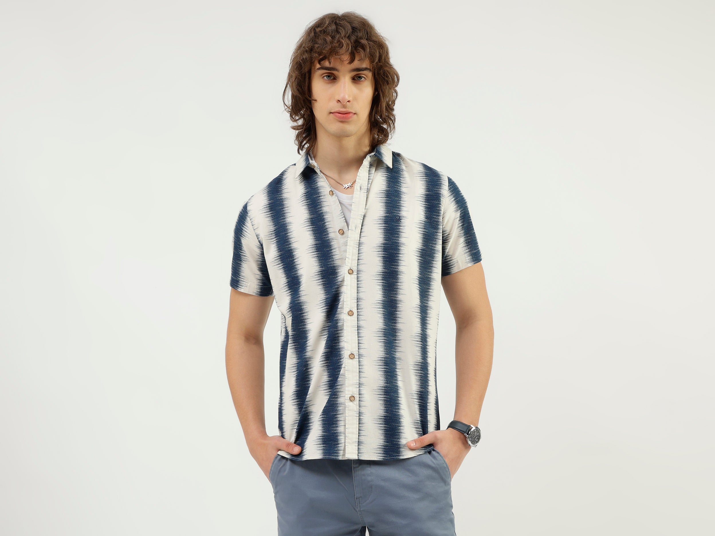 Regular Fit Spread Collar Printed Shirt