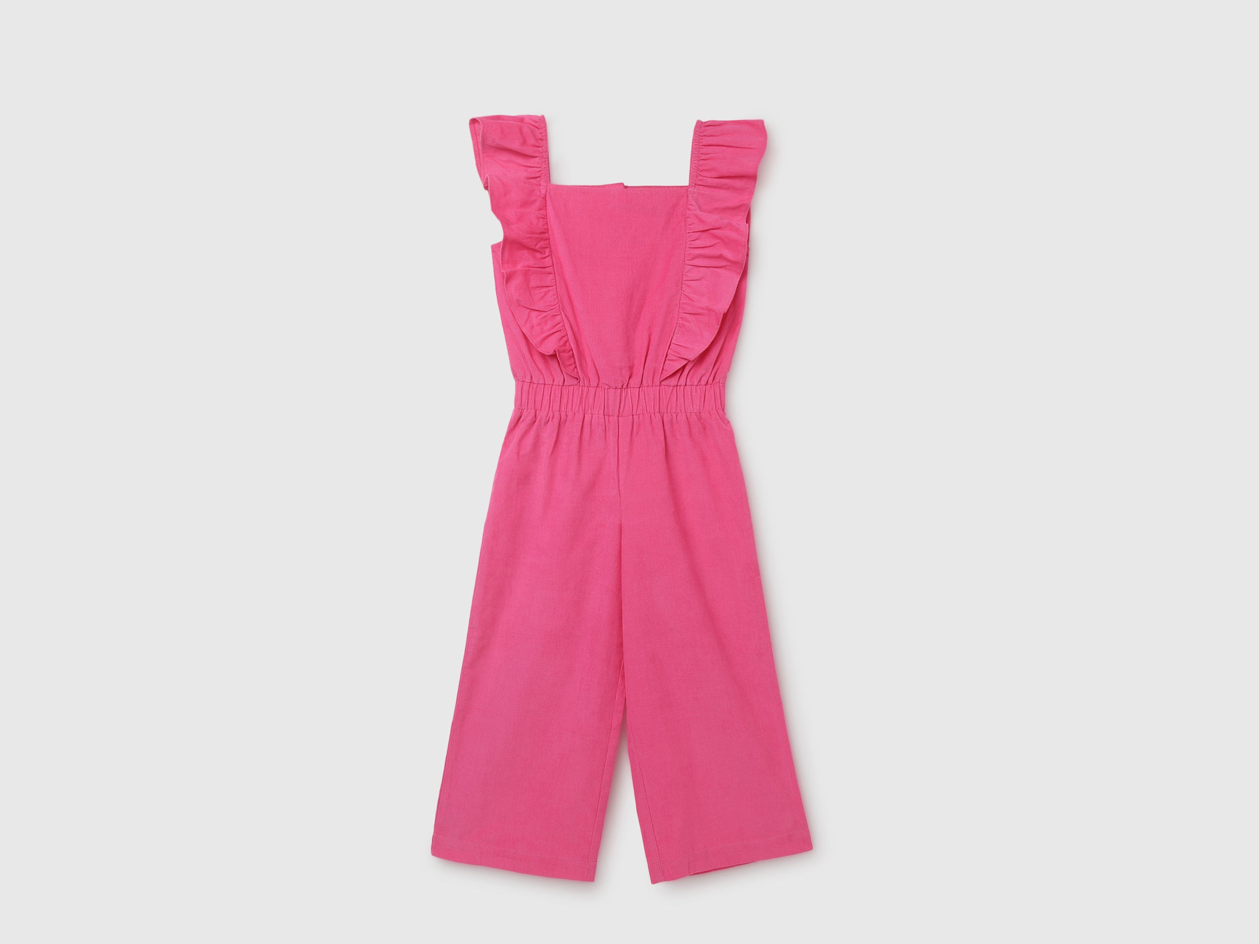 Girl's Regular Fit Square Neck Textured Jumpsuit