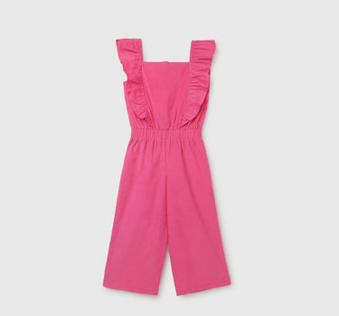 Girl's Regular Fit Square Neck Textured Jumpsuit