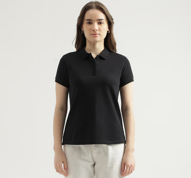 Regular Fit Polo Neck Solid Women's T-Shirt