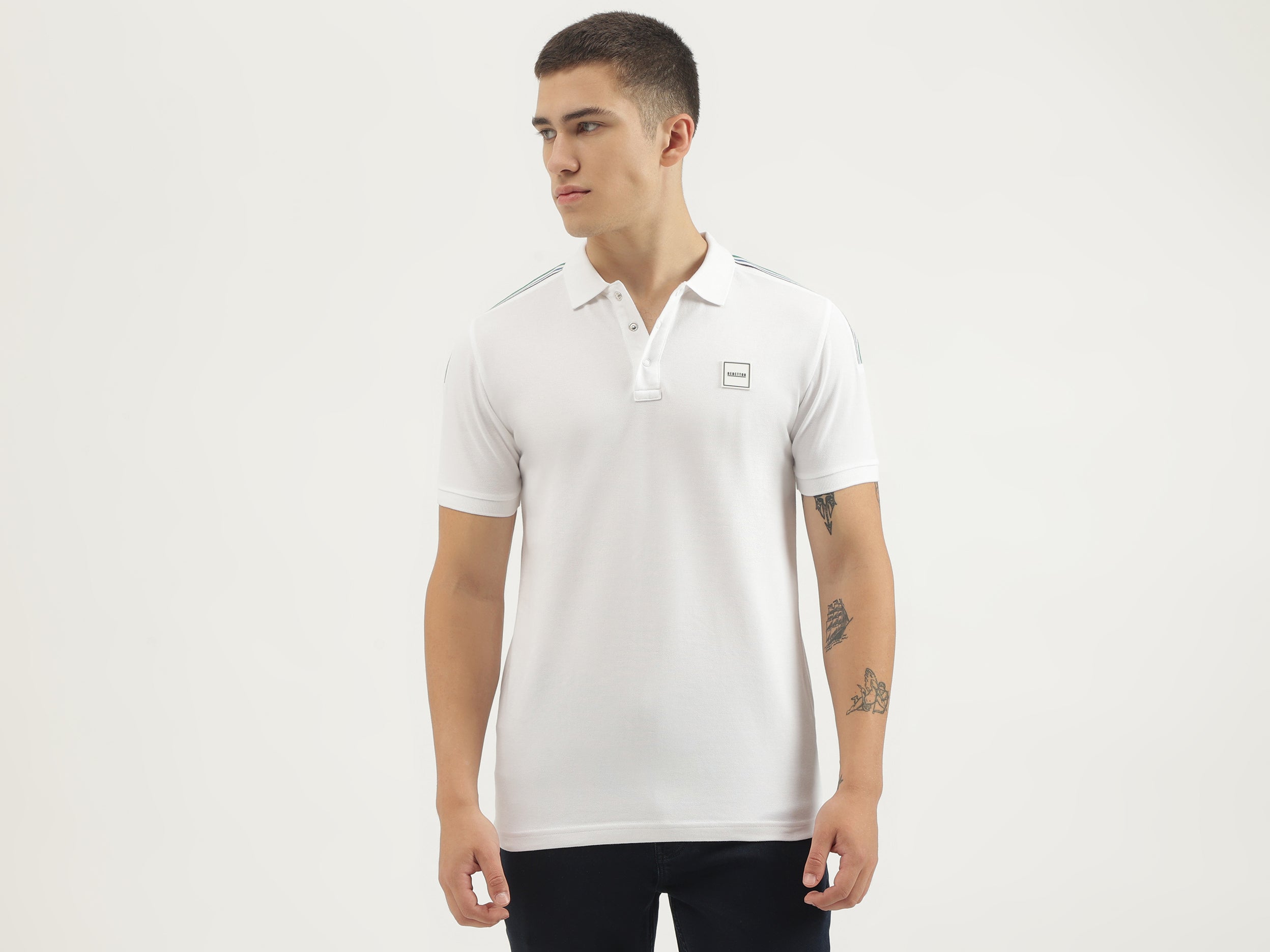 Regular Fit Polo Neck Solid T-shirts