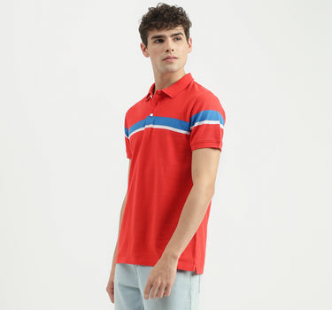 Regular Fit Polo Neck Striped T-Shirt