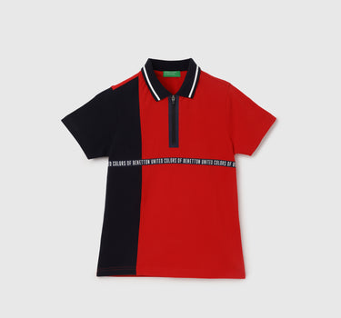 Regular Fit Polo Neck Colorblock T-Shirt