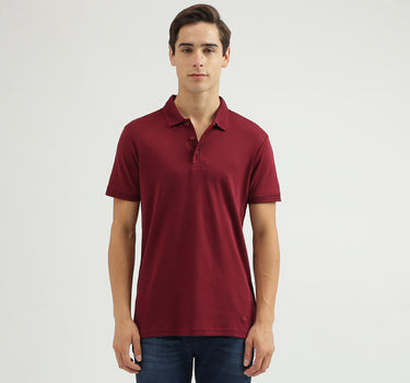 Solid Polo Neck Regular-Fit T-Shirt