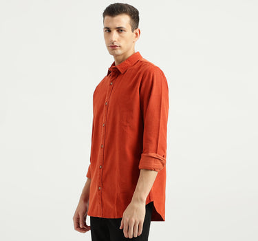 Men's Regular Fit Spread Collar Textured Shirts