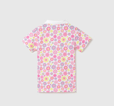 Polo Neck Floral Pattern T-Shirt