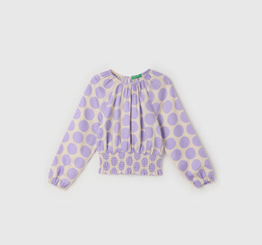 Girl's Regular Fit Round Neck Polka Dot Tops