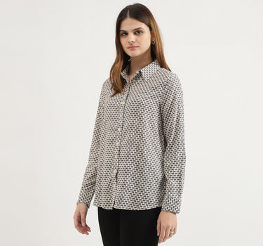 Spread Collar Printed Shirt